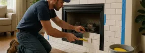 Repairing Cracked Fireplace Tiles Valencia on the Lake, Little Elm